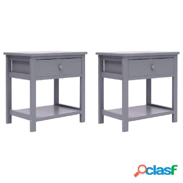 vidaXL Comodini 2pz Grigi 40x29x42 cm in Legno di Paulonia