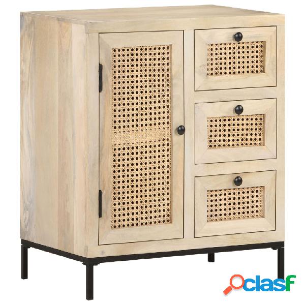 vidaXL Credenza 60x35x70 cm Legno Massello di Mango e Canna