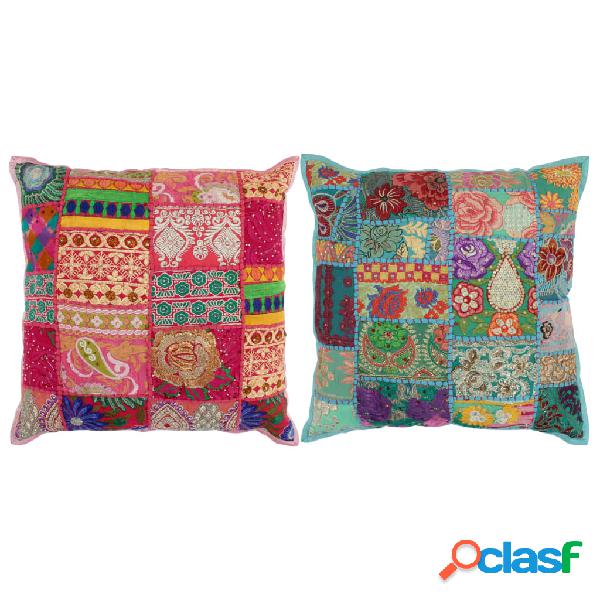 vidaXL Cuscini Patchwork 2 pz Realizzati a Mano 45x45 cm