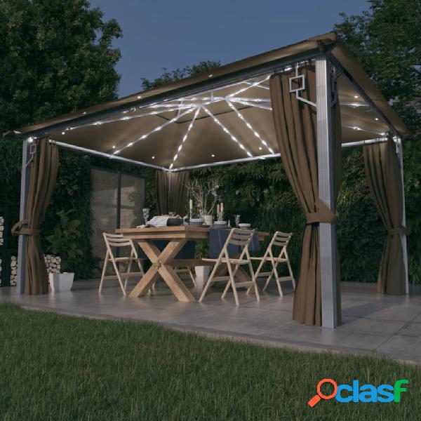 vidaXL Gazebo con Tende e Luci LED 400x300 cm Grigio Talpa