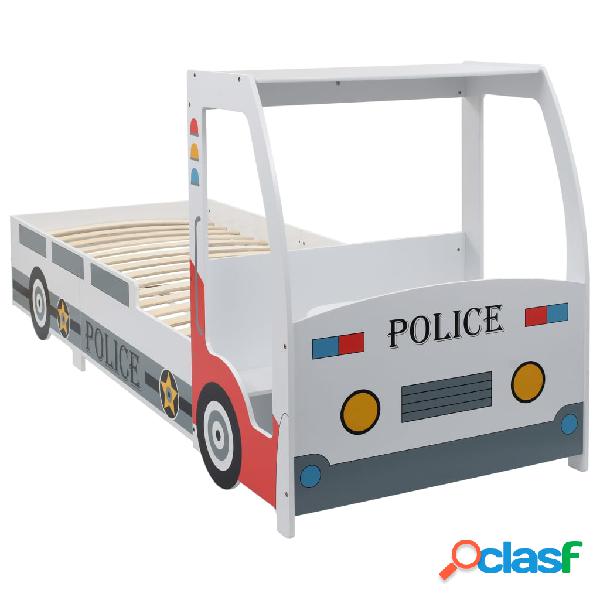 vidaXL Letto Bimbo Auto della Polizia con Scrivania 90x200