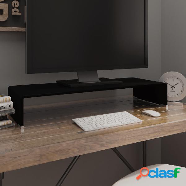 vidaXL Mobile/Rialzo Porta TV in Vetro Nero 80x30x13 cm