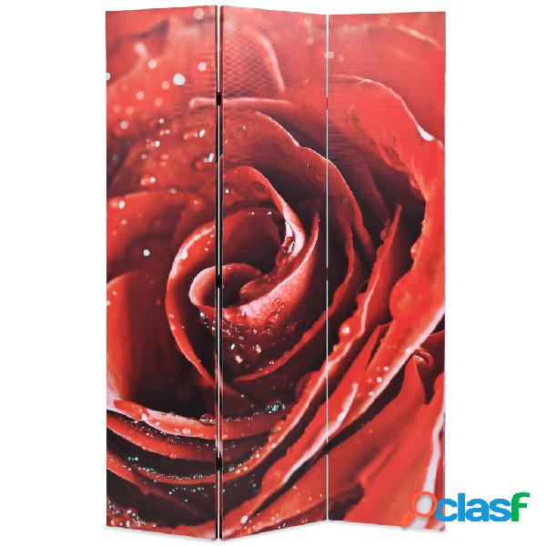 vidaXL Paravento Pieghevole 120x170 cm Stampa Rosa Rossa