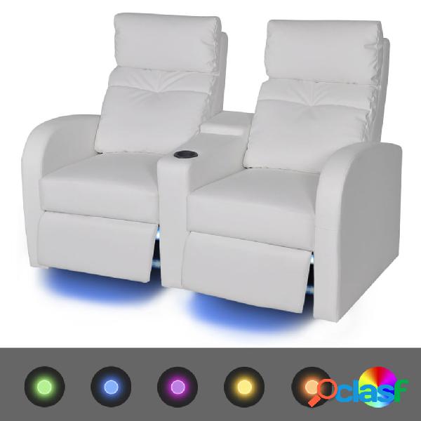 vidaXL Poltrona Reclinabile a 2 Posti con LED Pelle