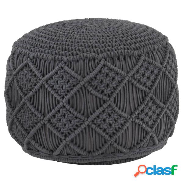 vidaXL Pouf Lavorato a Mano Macramé Antracite 45x30 cm in