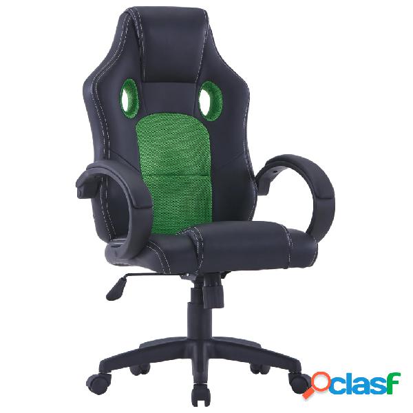 vidaXL Sedia da Gaming Verde in Similpelle