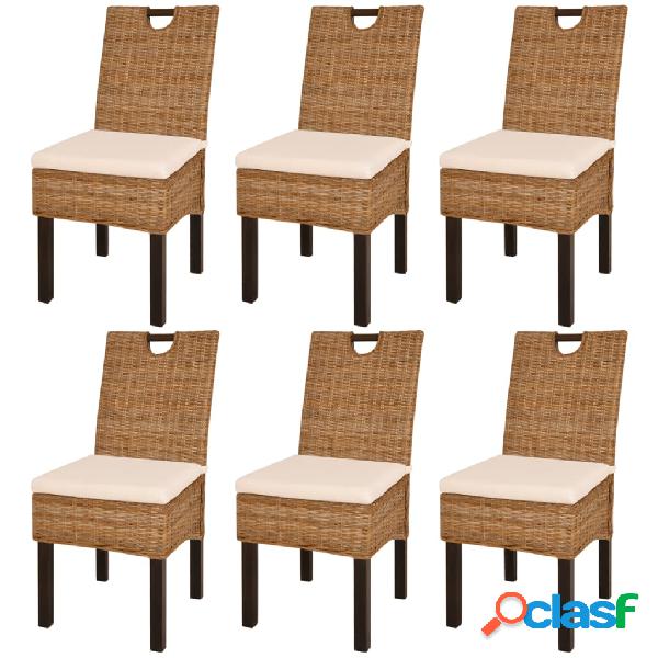 vidaXL Sedie Sala da Pranzo 6 pz in Rattan Kubu e Legno di