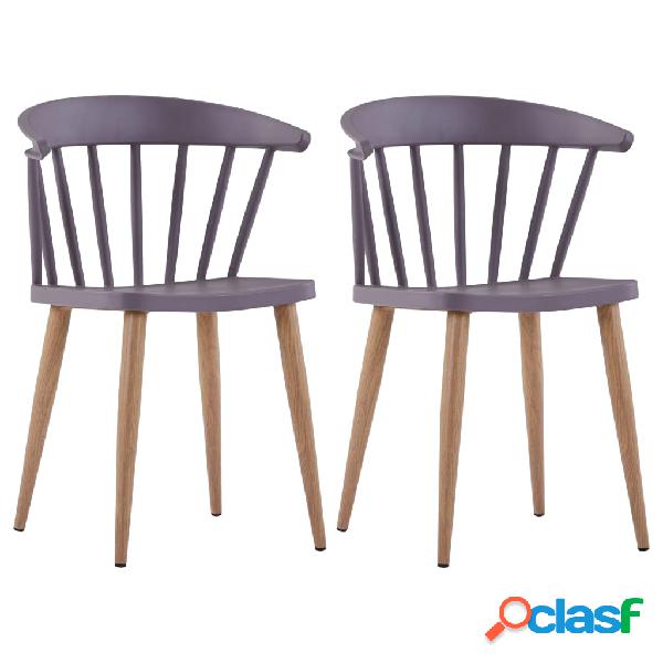 vidaXL Sedie da Pranzo 2 pz Grigie in Plastica