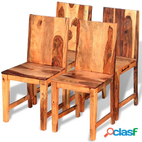 vidaXL Sedie da Pranzo 4 pz in Legno Massello di Sheesham