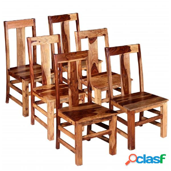 vidaXL Sedie da Pranzo Set 6 pz in Legno Massello di