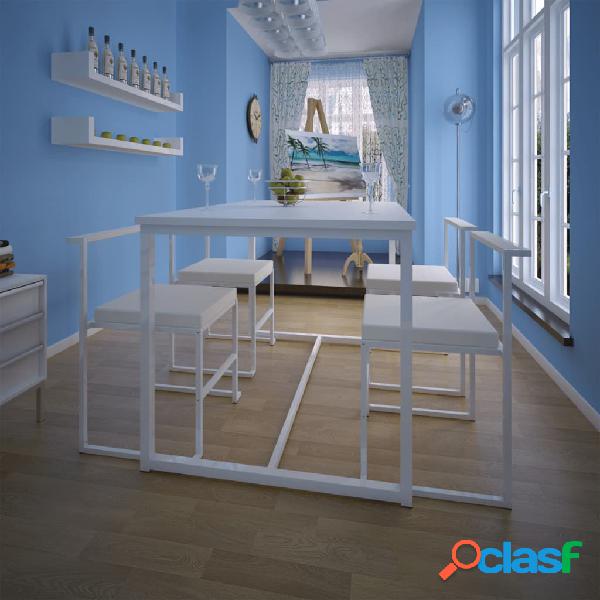 vidaXL Set Tavolo e Sedie da Pranzo 5 pz Bianco