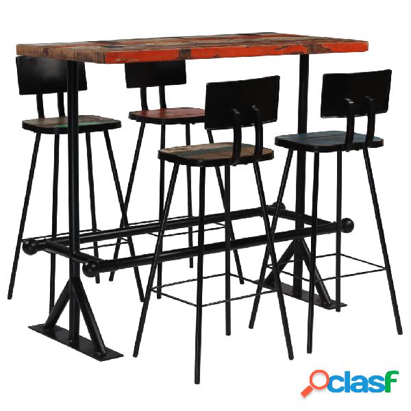 vidaXL Set da Bar 5 pz in Legno Massello di Recupero