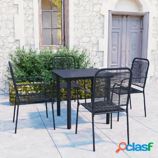 vidaXL Set da Pranzo da Giardino 5 pz Nero in Vetro e