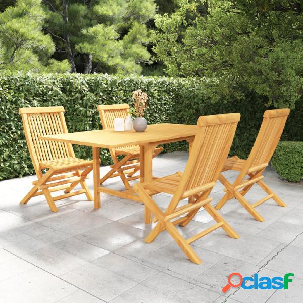 vidaXL Set da Pranzo da Giardino 5 pz in Legno Massello di