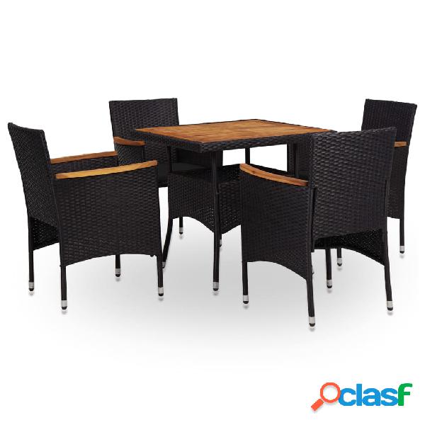 vidaXL Set da Pranzo da Giardino 5 pz in Polyrattan e Acacia