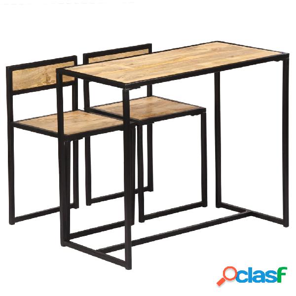 vidaXL Set per Sala da Pranzo 3 pz in Legno Massello di