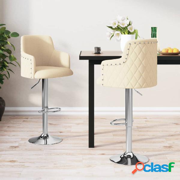 vidaXL Sgabelli da Bar 2 pz Crema in Tessuto