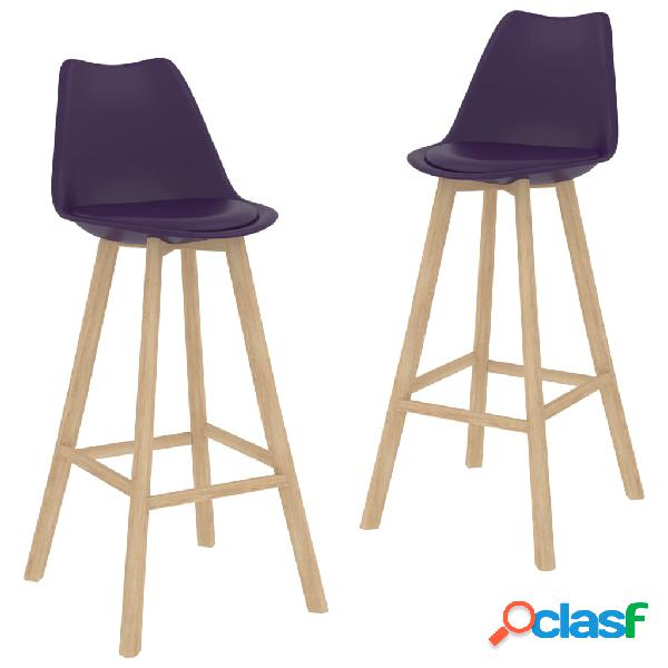 vidaXL Sgabelli da Bar 2 pz Viola Scuro in Similpelle