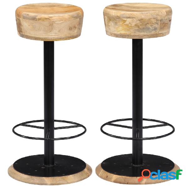 vidaXL Sgabelli da Bar 2 pz in Legno Massello di Mango