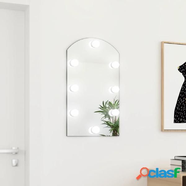vidaXL Specchio con Luci LED 70x40 cm Forma ad Arco in Vetro