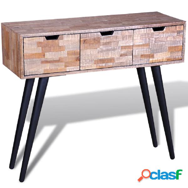 vidaXL Tavolo Consolle con 3 Cassetti in Legno di Recupero