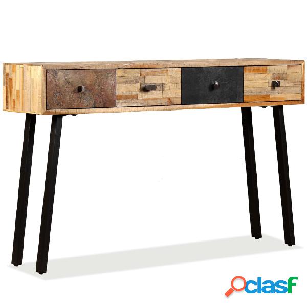 vidaXL Tavolo Consolle in Legno di Teak Rigenerato 120x30x76