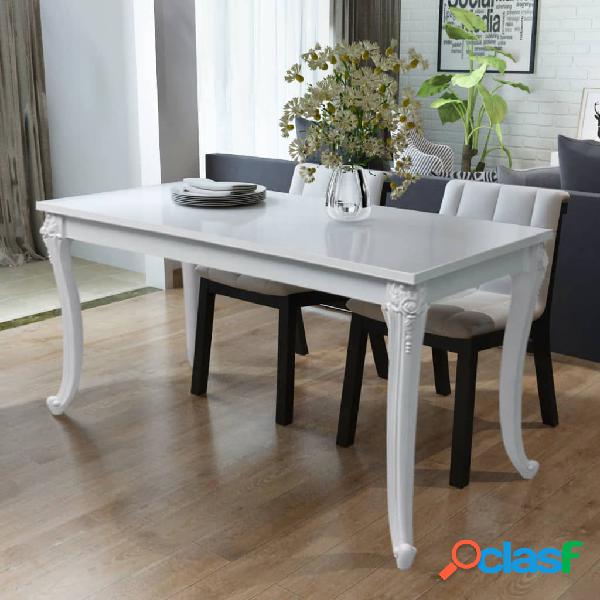 vidaXL Tavolo da Pranzo 116x66x76 cm Bianco Lucido