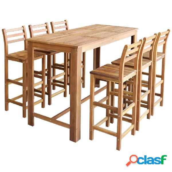 vidaXL Tavolo e Sedie da Bar Set 7 pz in Legno di Acacia