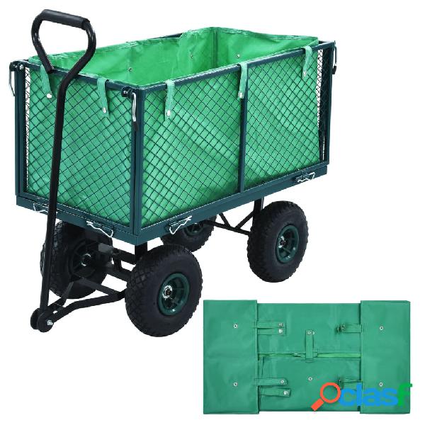 vidaXL Telo per Carrello da Giardino in Tessuto Verde