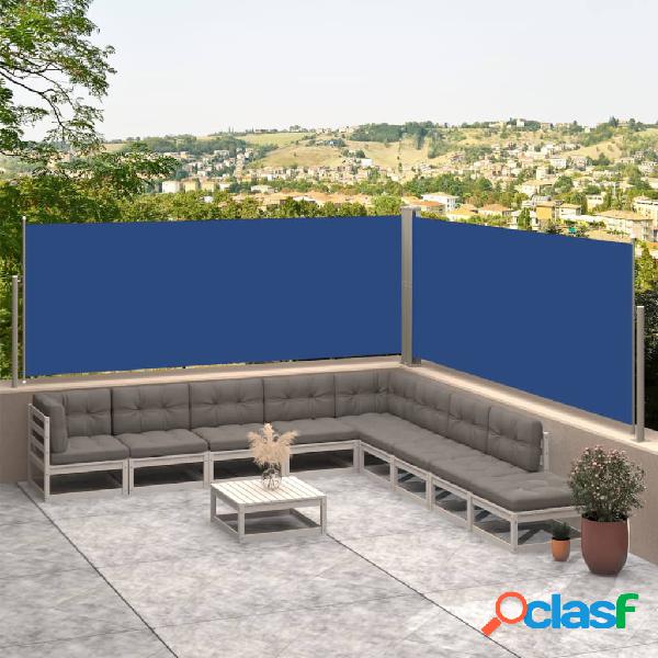 vidaXL Tenda da Sole Laterale Retrattile Blu 117x600 cm