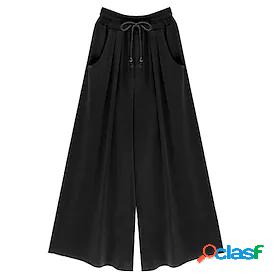 womens elastic waist wide leg solid soft casual palazzo