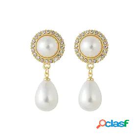 1 Pair Earrings Womens Girls Daily Classic Imitation Pearl