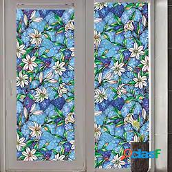 10045 cm pvc smerigliato elettricità statica fiori blu