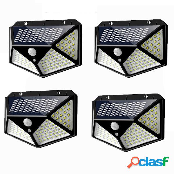 4 pezzi 100 LED solare alimentato PIR sensore di movimento