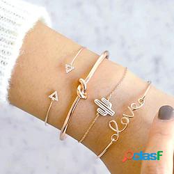 4 pezzi Per donna Bracciale Multistrato Alfabetico Semplice