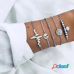 5 pezzi Per donna Bracciale Multistrato Cuori Semplice Boho