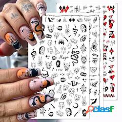 5 pz 3d halloween a tema nail foil adesivi mano rossa