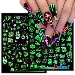 6 pz incandescente nuovo anno halloween nail art sticker