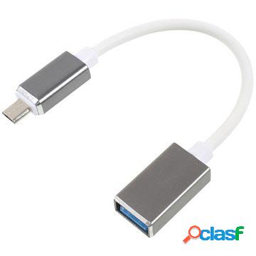 Adattatore per cavo MicroUSB / USB OTG - 16 cm - Bianco /
