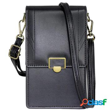 Borsa a tracolla per smartphone in stile vintage - nera