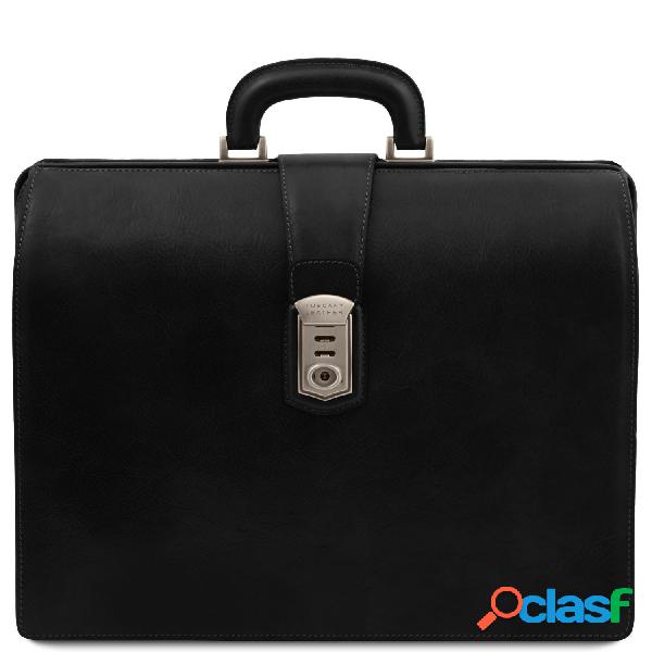 Borsa medico in pelle 3 scomparti Nero