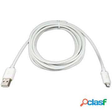Cavo USB 2.0 / MicroUSB - 3 m - Bianco