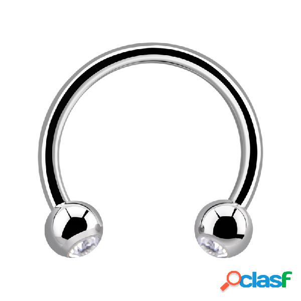 Circular barbell con palline e brillantino Acciaio