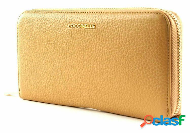 Coccinelle portafoglio metallic soft - camel