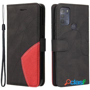 Custodia a portafoglio per Motorola Moto G50 serie bicolore
