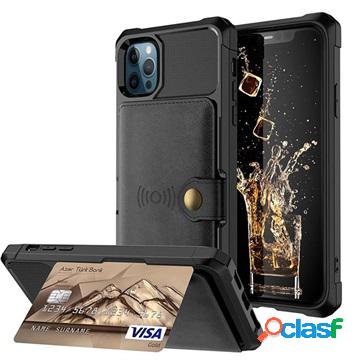 Custodia in TPU per iPhone 12 Pro Max con portacarte - nera