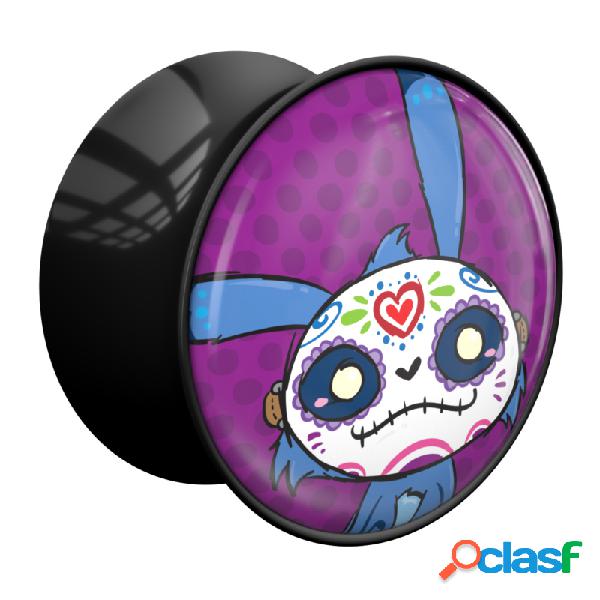 Double Flared Plug (Acrilico nero) con Chubby Unicorn Design