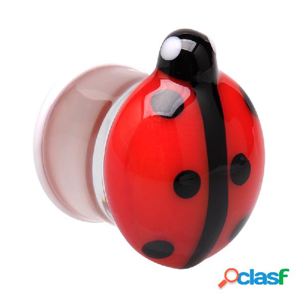 Double Flared Plug (Acrilico, trasparente) con lady beetle