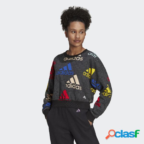 Felpa Essentials Multi-Colored Logo Crop