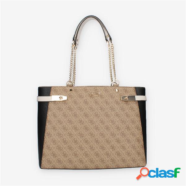 Guess Zadie Borsa Shopping logata marrone e nera